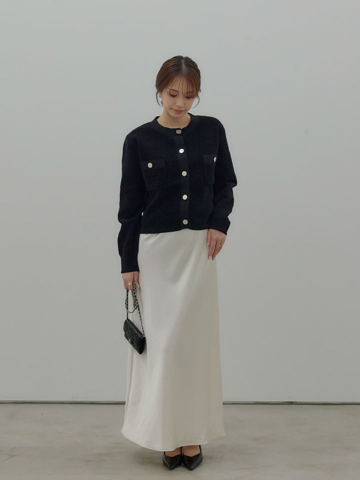 ゴールドボタンモールニットカーディガン