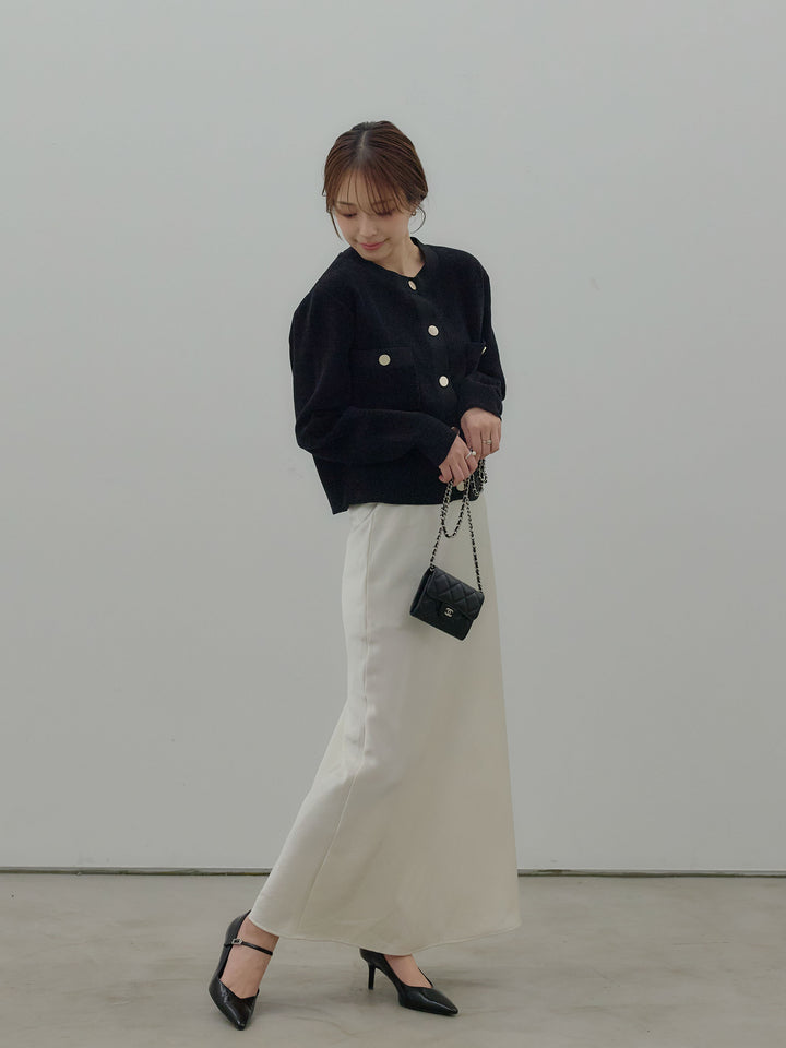 ゴールドボタンモールニットカーディガン