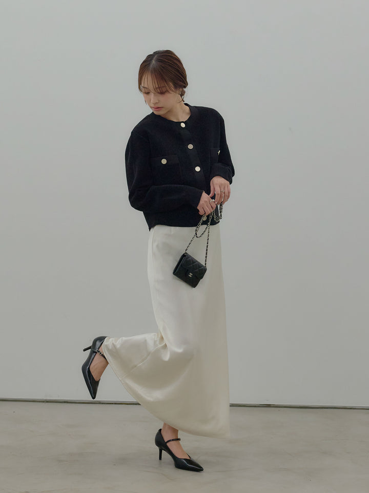 ゴールドボタンモールニットカーディガン