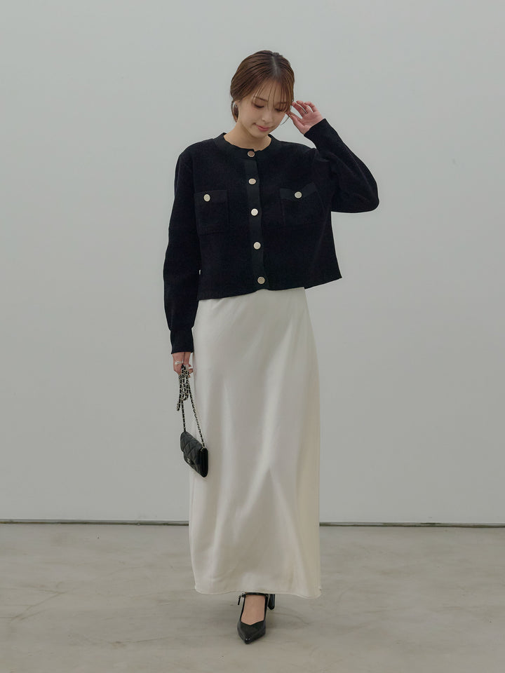 ゴールドボタンモールニットカーディガン