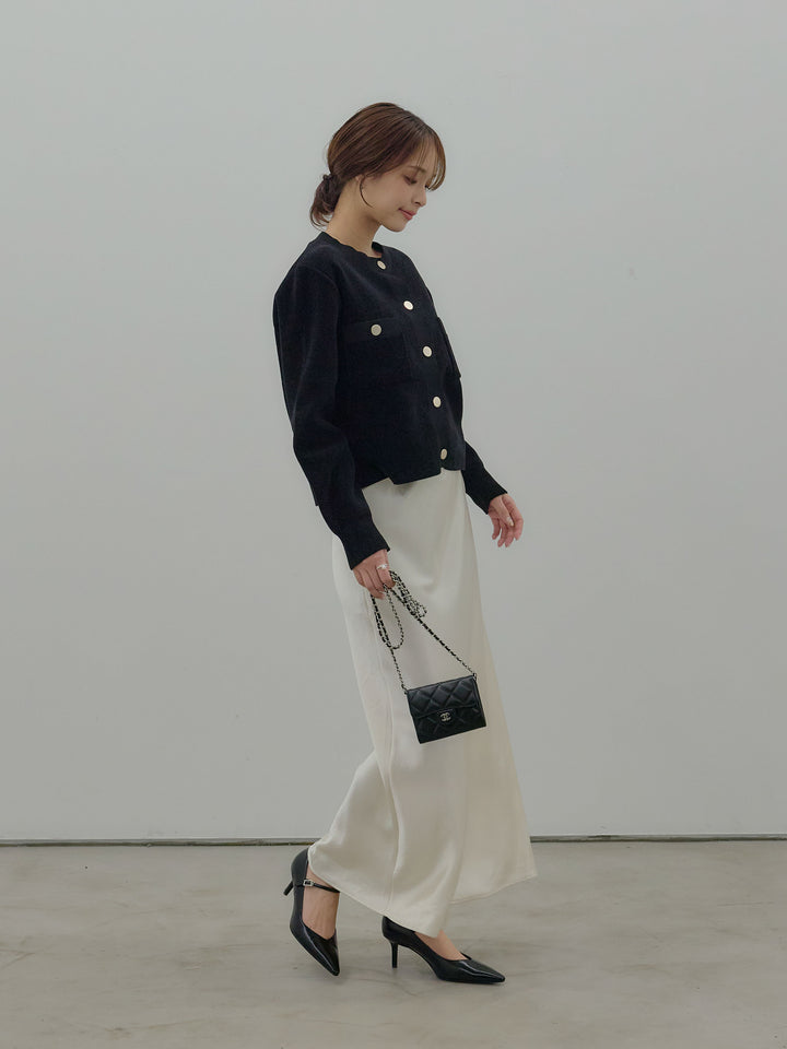 ゴールドボタンモールニットカーディガン