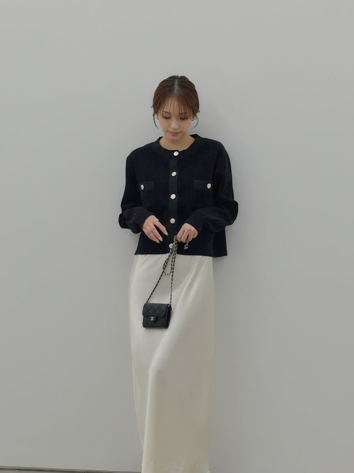 ゴールドボタンモールニットカーディガン