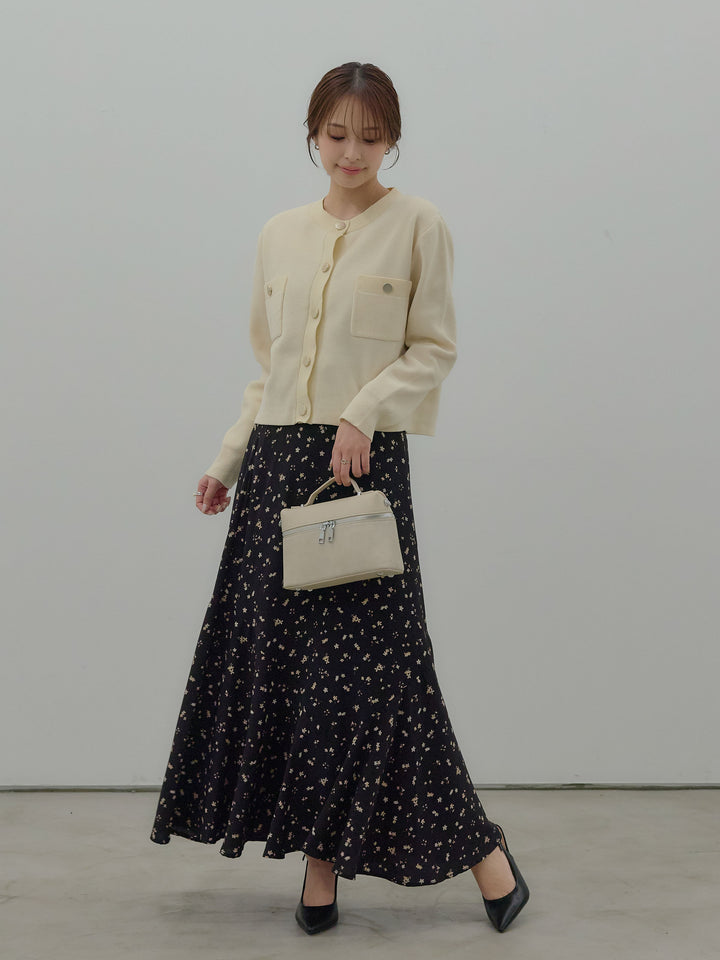 ゴールドボタンモールニットカーディガン