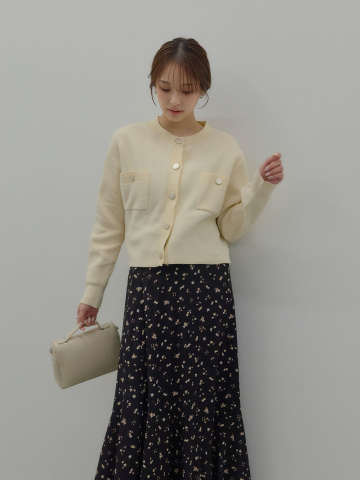 ゴールドボタンモールニットカーディガン