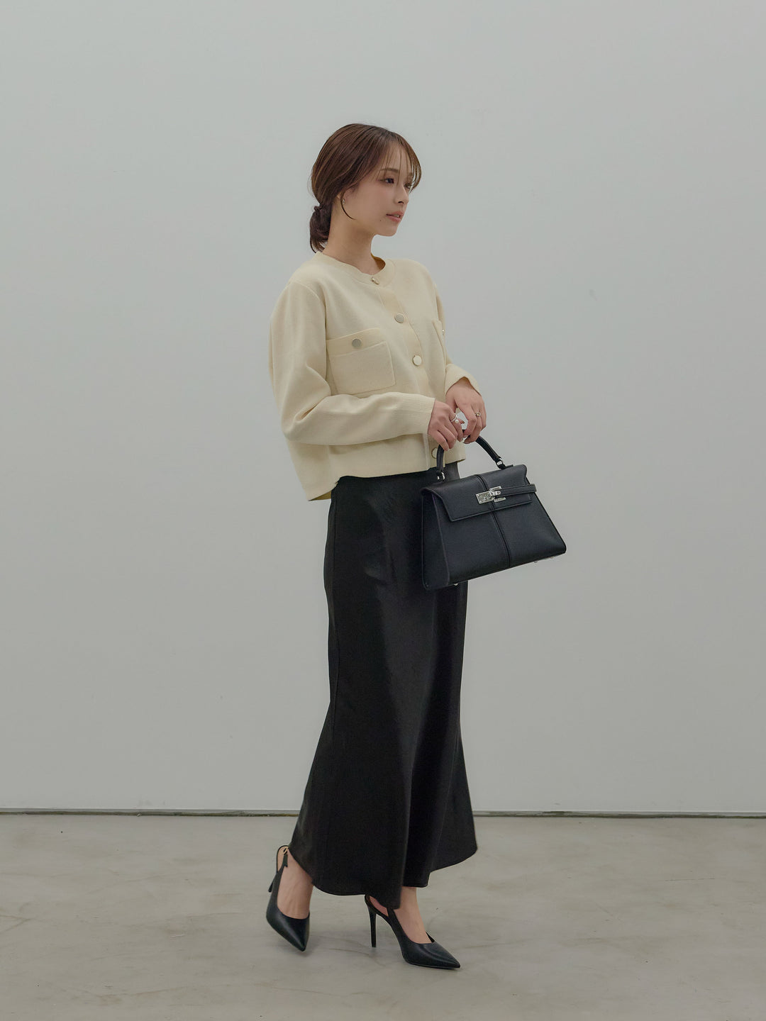 ゴールドボタンモールニットカーディガン