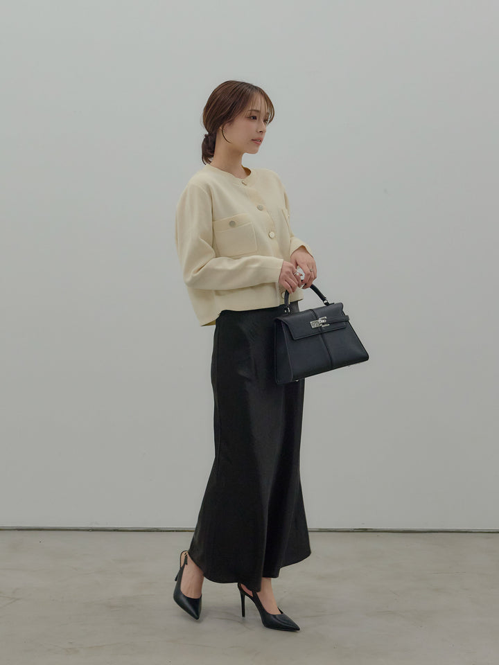 ゴールドボタンモールニットカーディガン