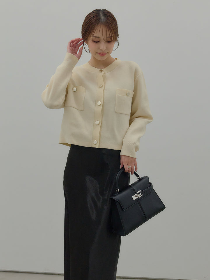 ゴールドボタンモールニットカーディガン