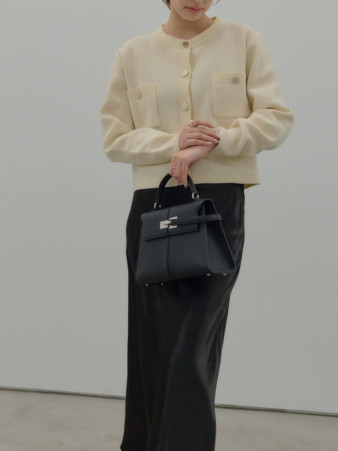 ゴールドボタンモールニットカーディガン