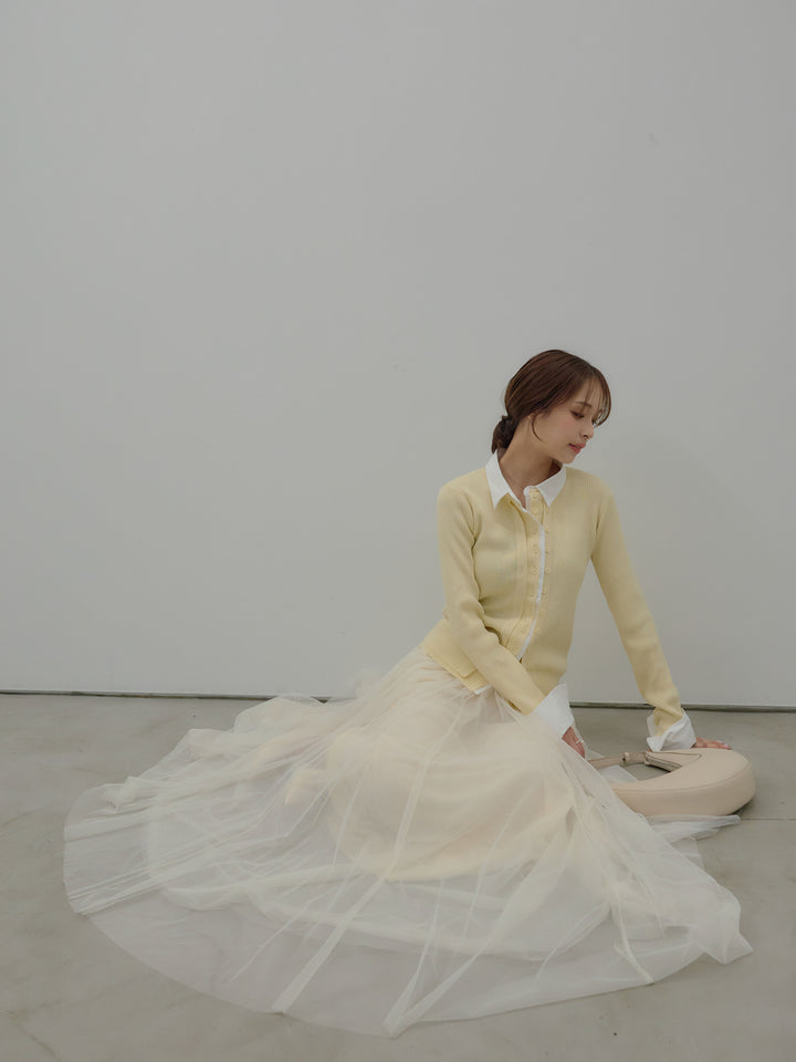 襟付きレイヤードデザインカーディガン