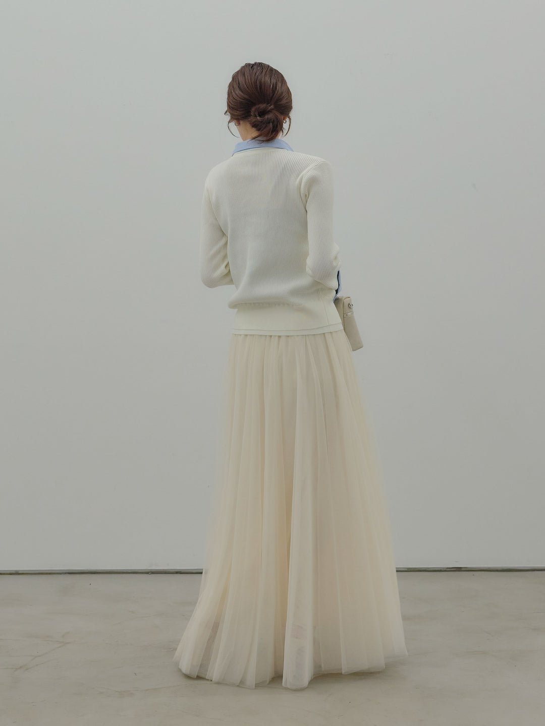 襟付きレイヤードデザインカーディガン