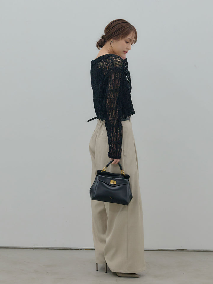 透かし編みフロントリボンカーディガン