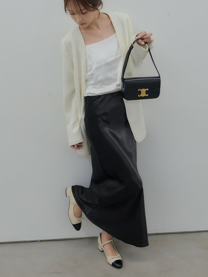 【Essential】ノーカラーツイードジャケット