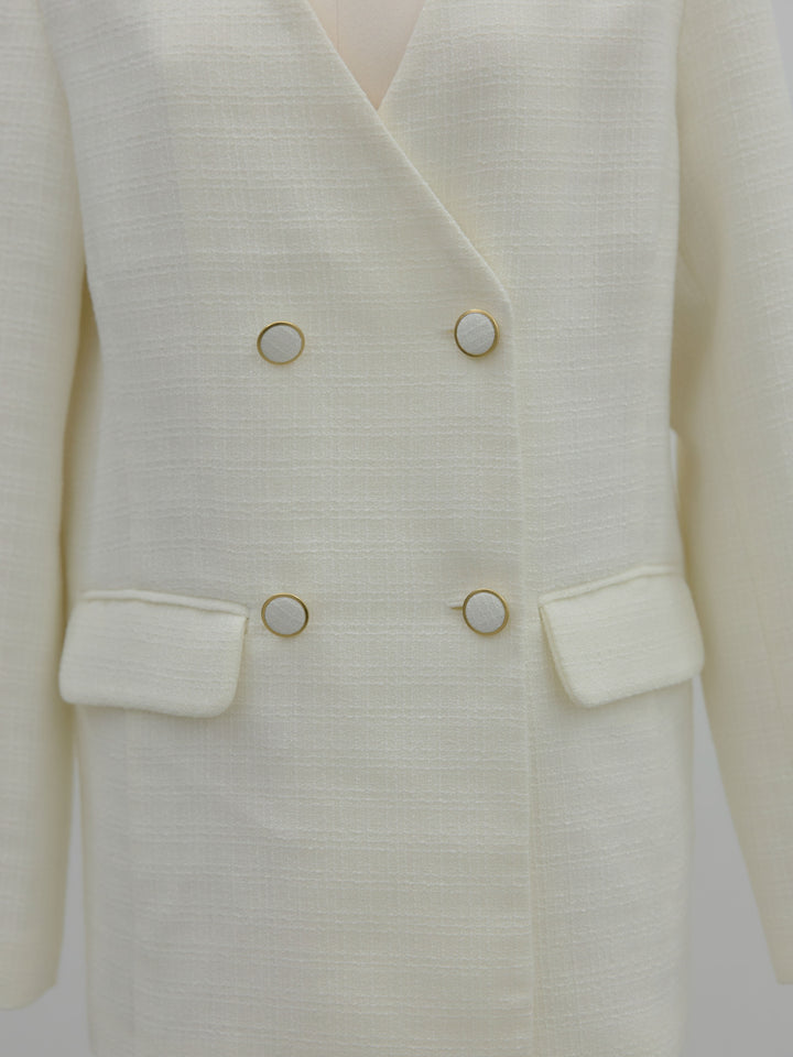 【Essential】ノーカラーツイードジャケット