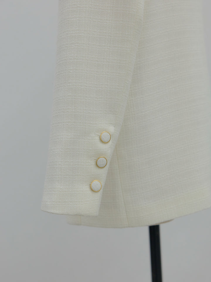 【Essential】ノーカラーツイードジャケット