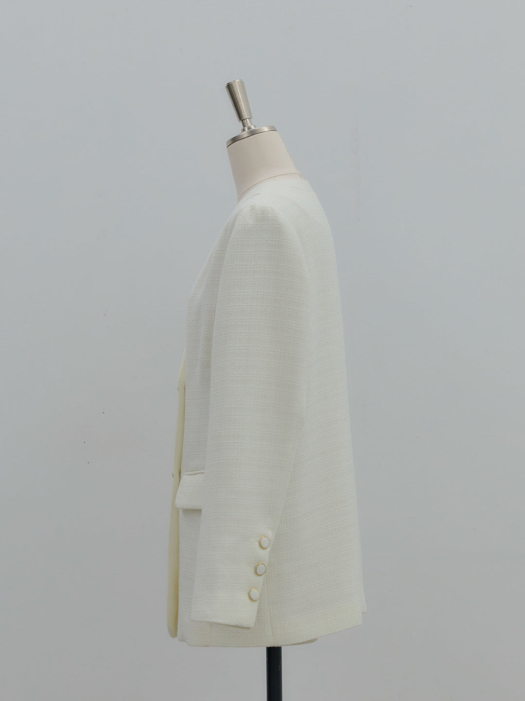 【Essential】ノーカラーツイードジャケット