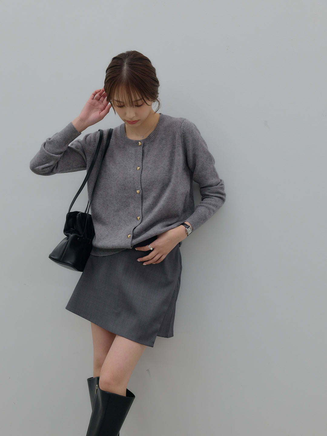 ハートボタンニットカーディガン