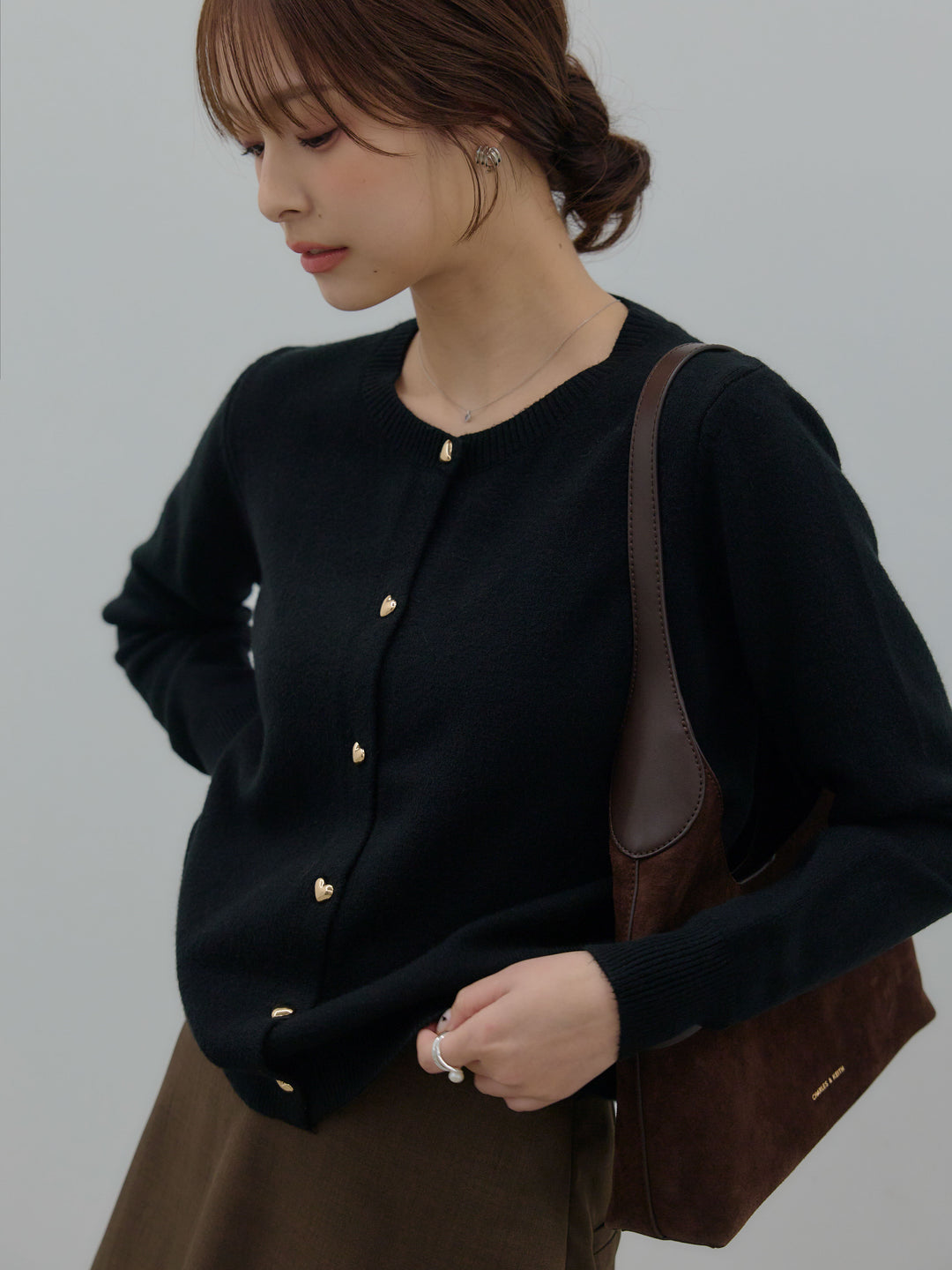 ハートボタンニットカーディガン