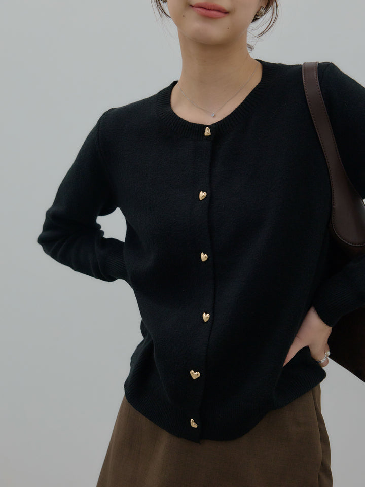 ハートボタンニットカーディガン