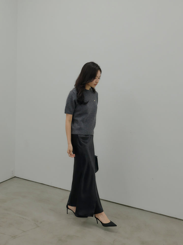 【Essential】Wrap design satin mermaid skirt