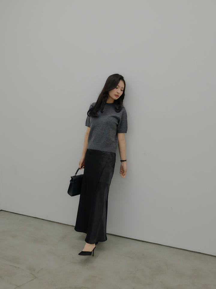 【Essential】Wrap design satin mermaid skirt