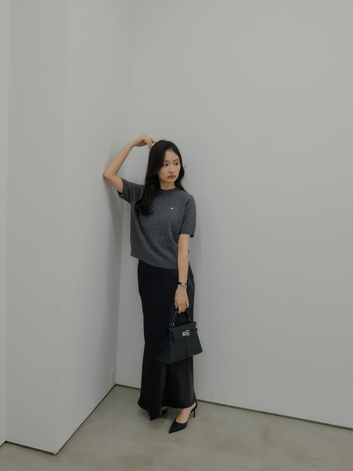 【Essential】Wrap design satin mermaid skirt