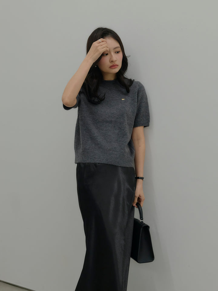 【Essential】Wrap design satin mermaid skirt