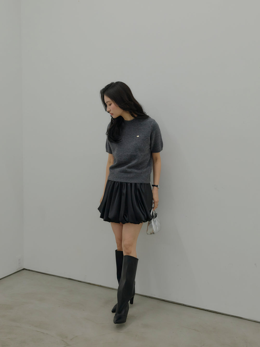 サテンバルーンミニスカート(インパン付き)