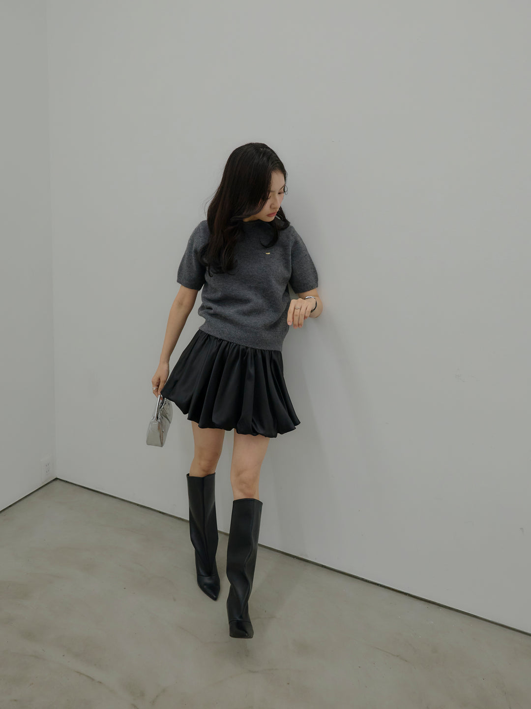 サテンバルーンミニスカート(インパン付き)