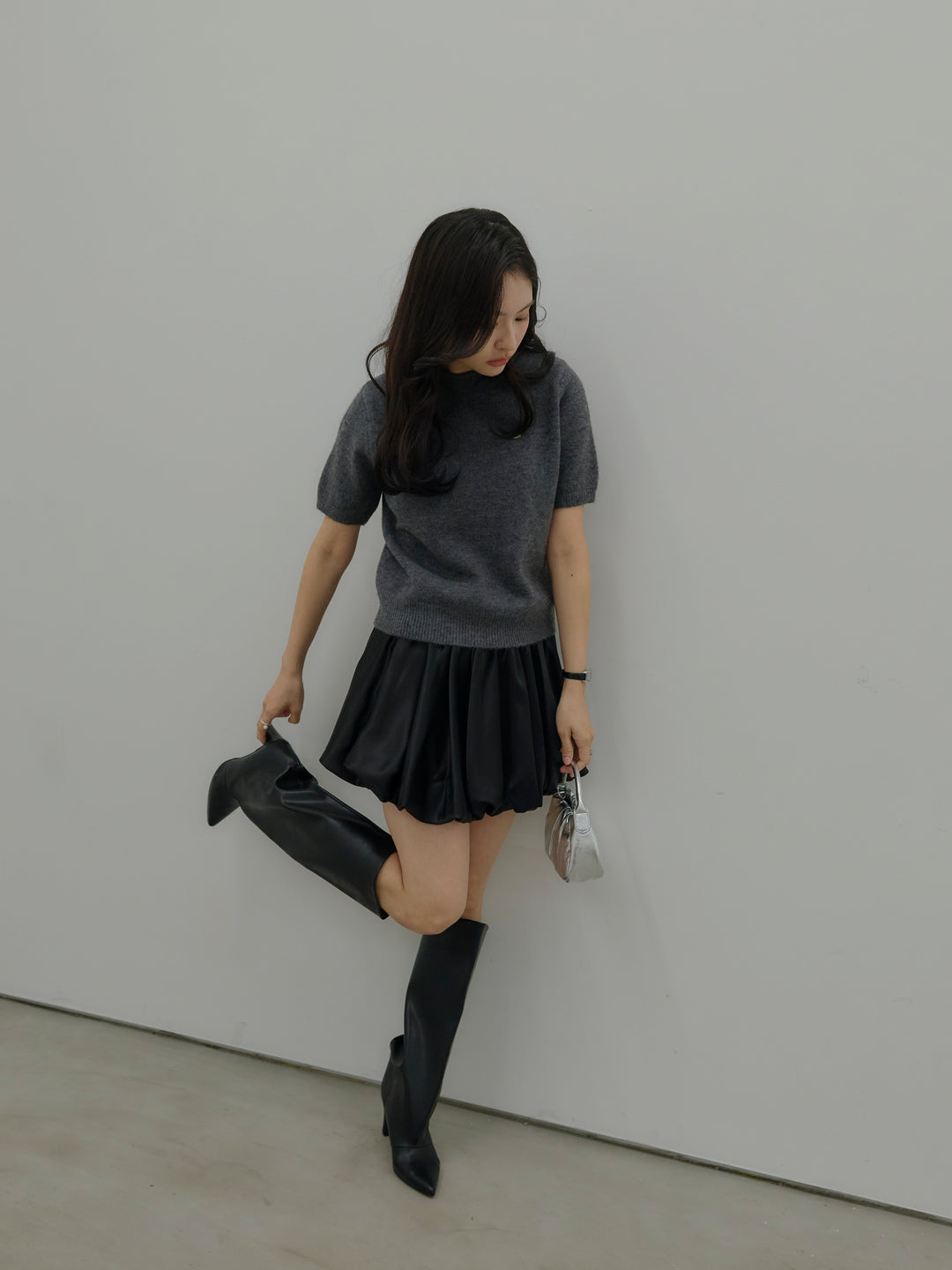 サテンバルーンミニスカート(インパン付き)