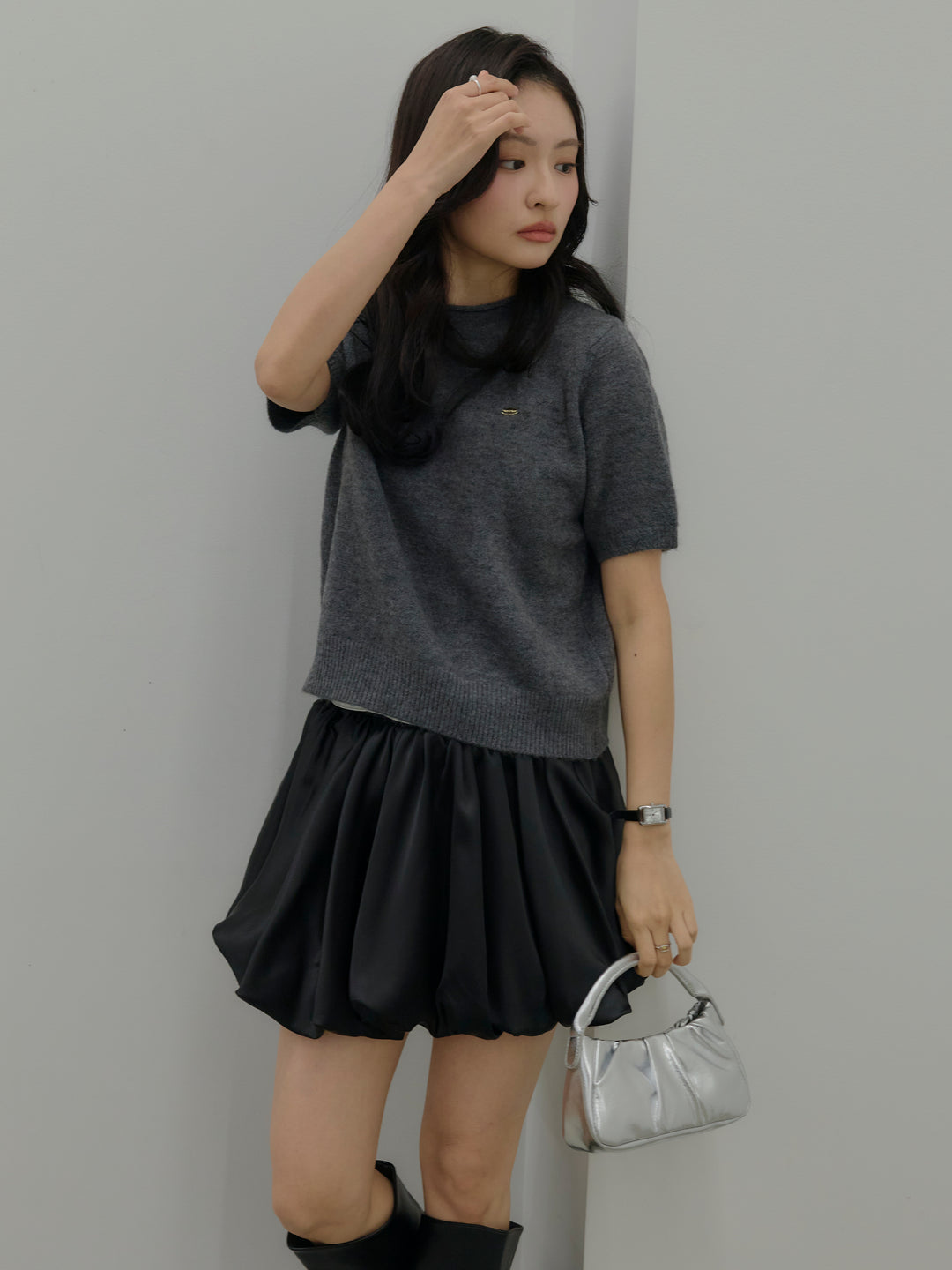 サテンバルーンミニスカート(インパン付き)