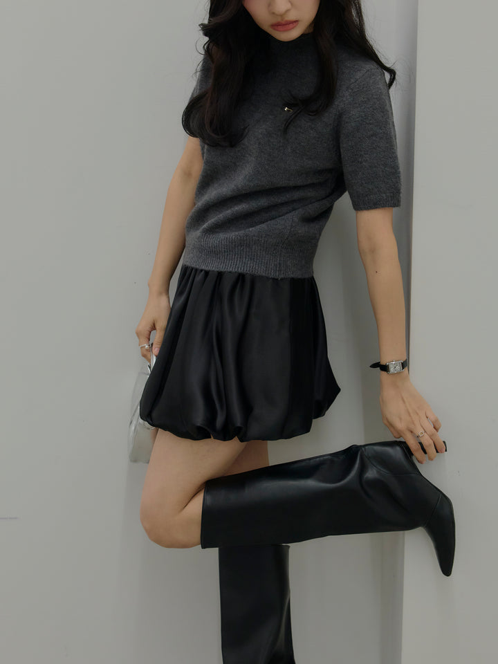 サテンバルーンミニスカート(インパン付き)