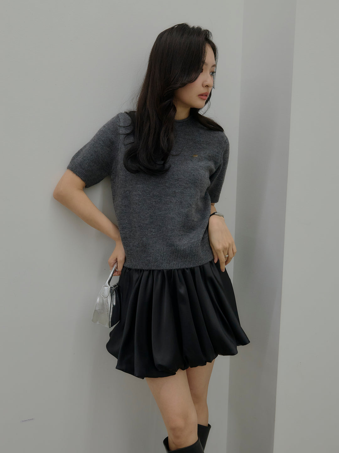 サテンバルーンミニスカート(インパン付き)