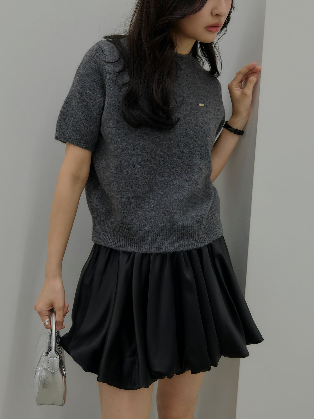 サテンバルーンミニスカート(インパン付き)