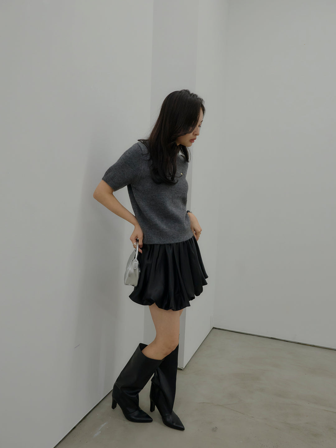 サテンバルーンミニスカート(インパン付き)