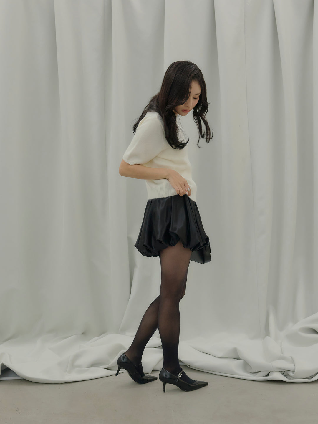 サテンバルーンミニスカート(インパン付き)