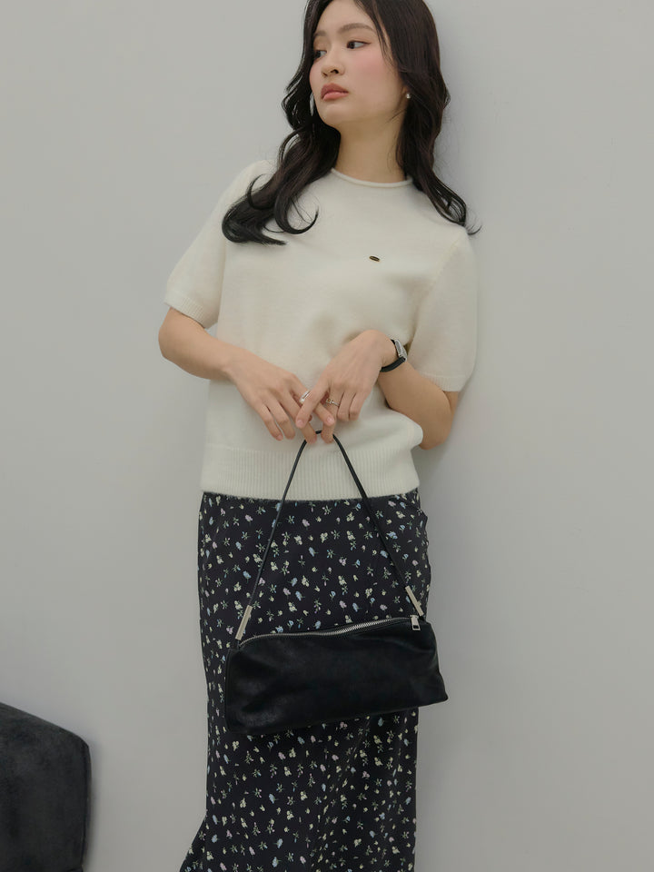 【Essential】Wrap design satin mermaid skirt