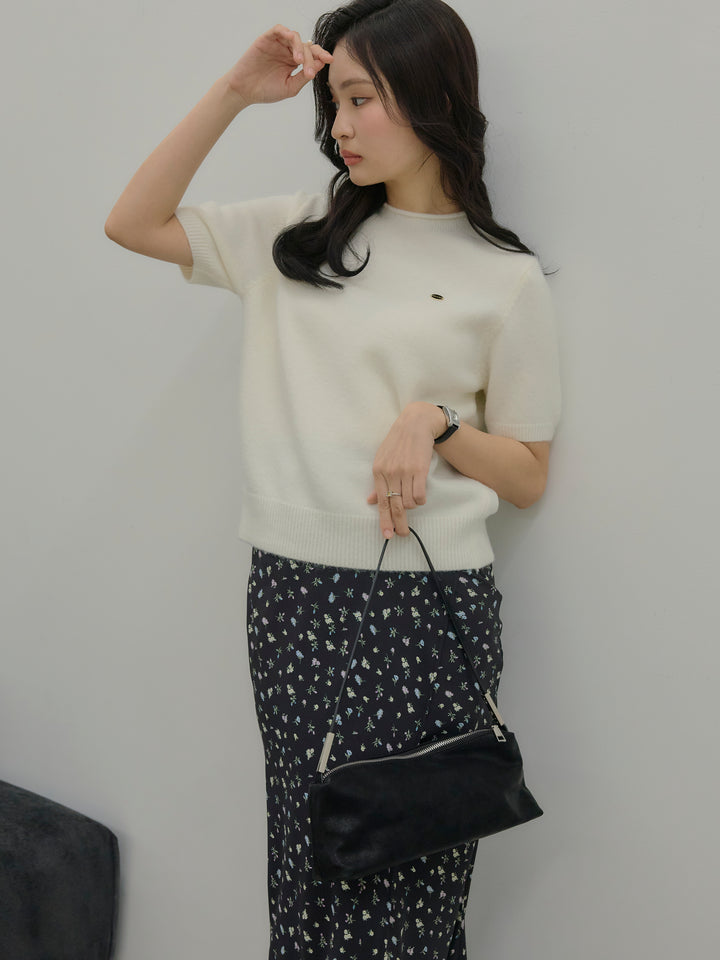 【Essential】Wrap design satin mermaid skirt