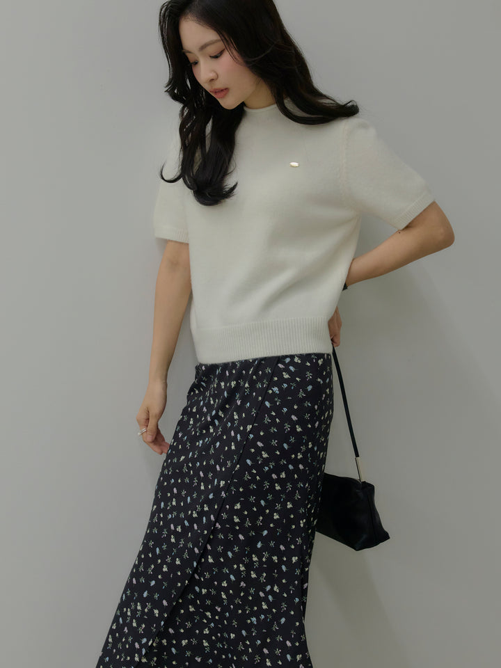 【Essential】Wrap design satin mermaid skirt