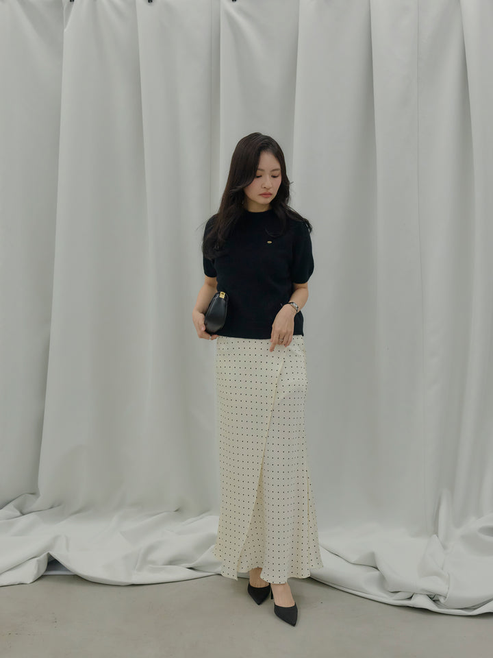 【Essential】Wrap design satin mermaid skirt