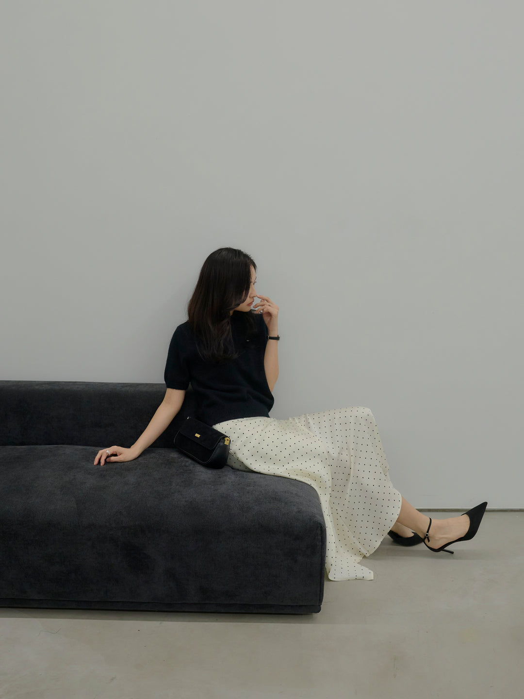 【Essential】Wrap design satin mermaid skirt