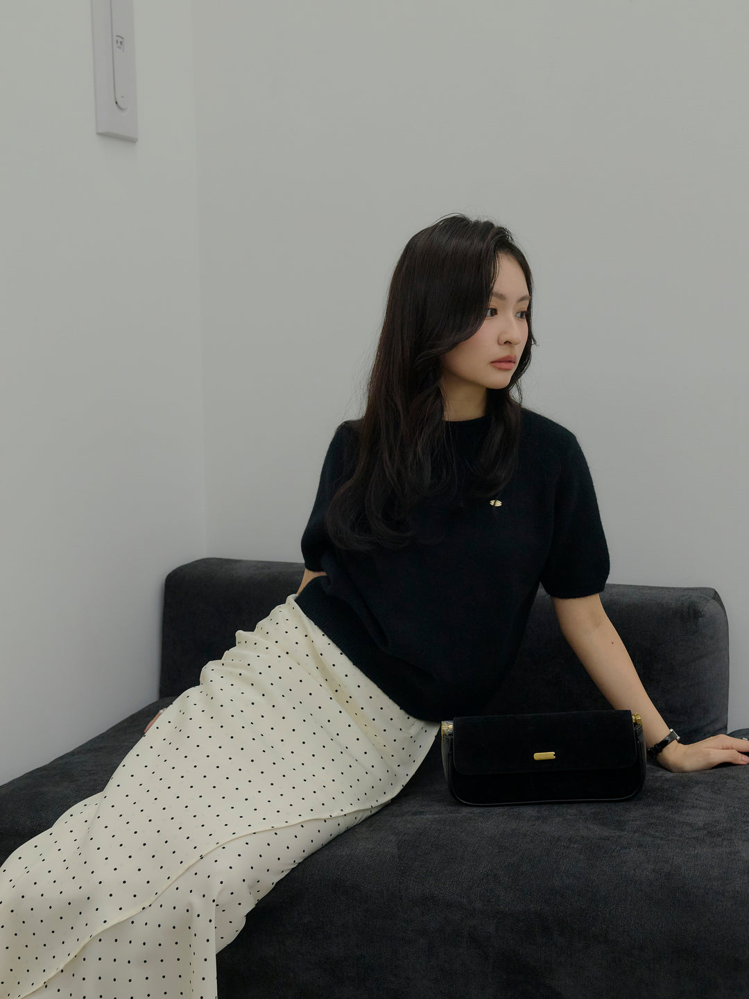 【Essential】Wrap design satin mermaid skirt