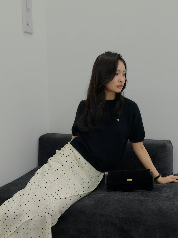 【Essential】Wrap design satin mermaid skirt