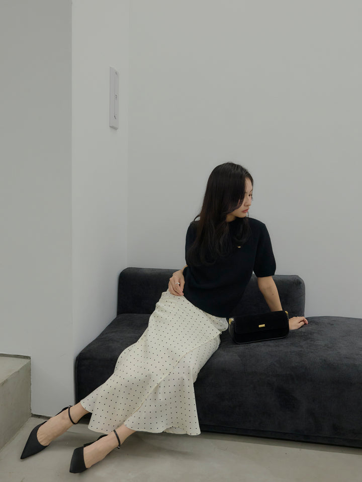 【Essential】Wrap design satin mermaid skirt