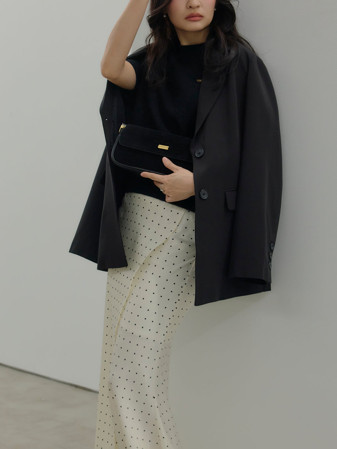 【Essential】Wrap design satin mermaid skirt