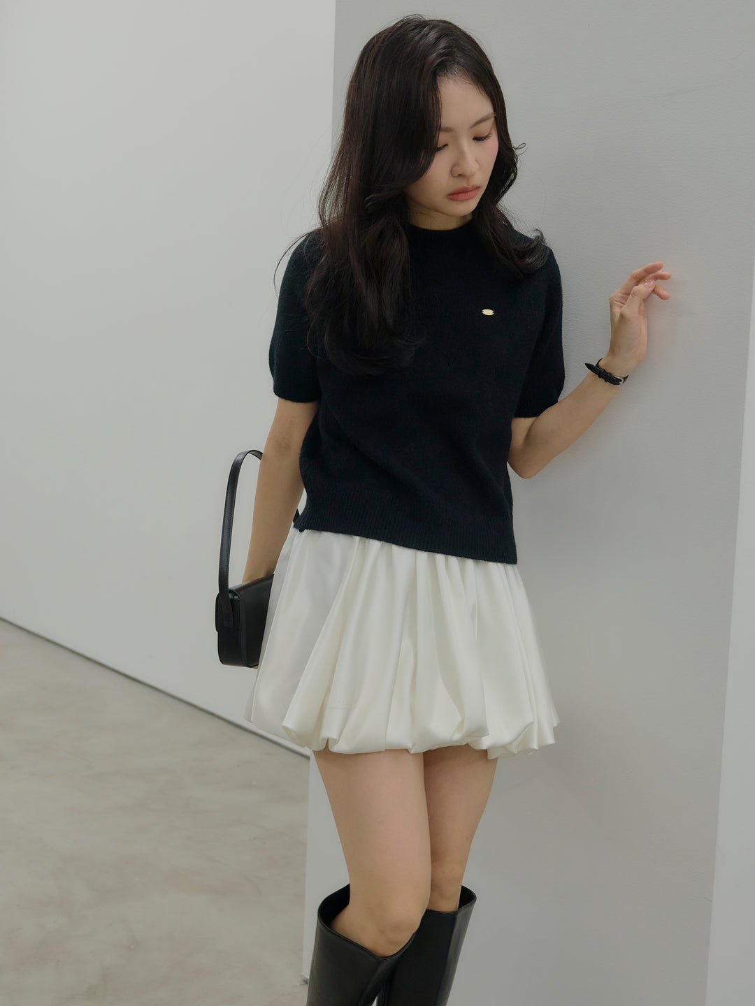 サテンバルーンミニスカート(インパン付き)