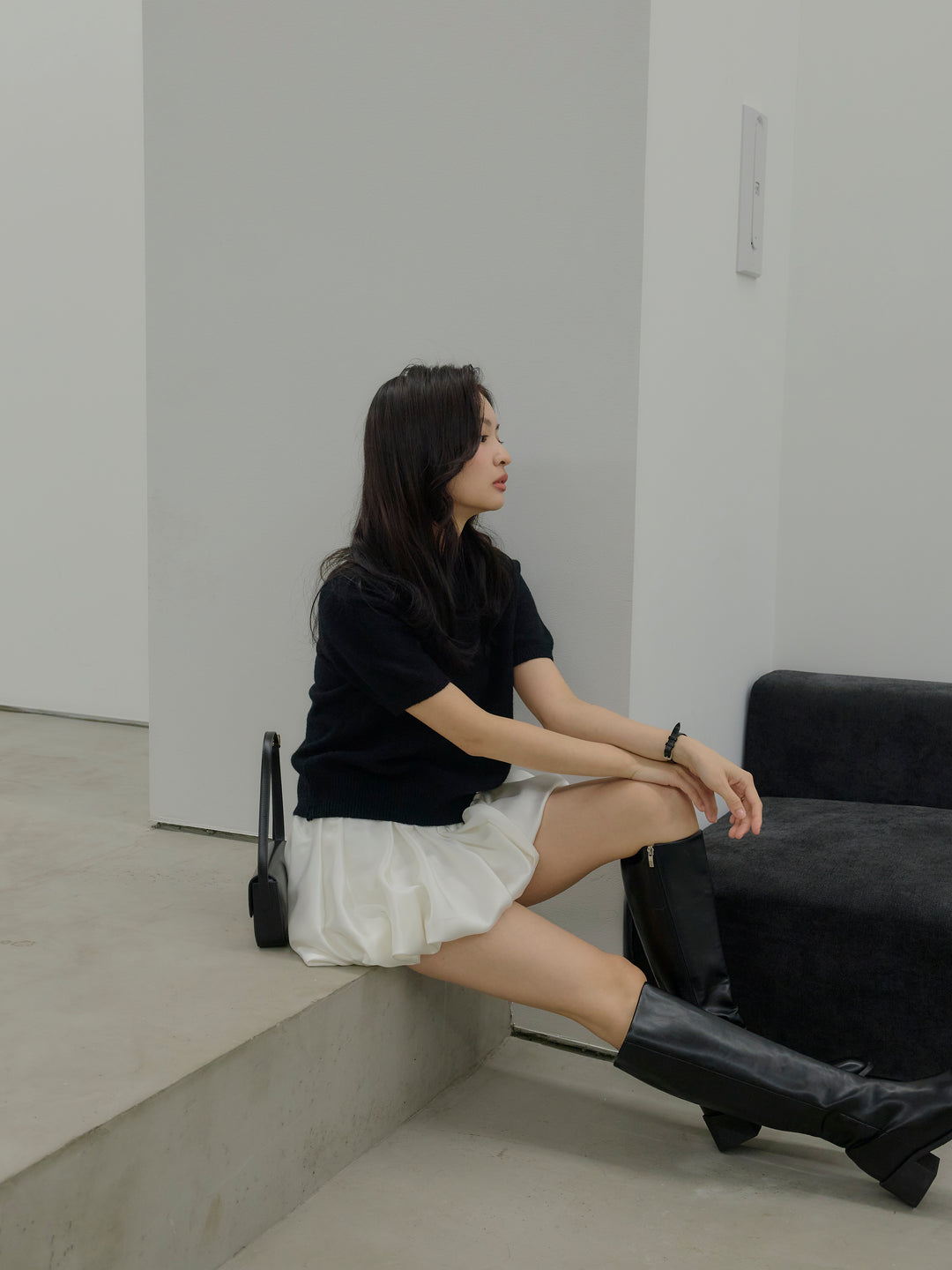 サテンバルーンミニスカート(インパン付き)