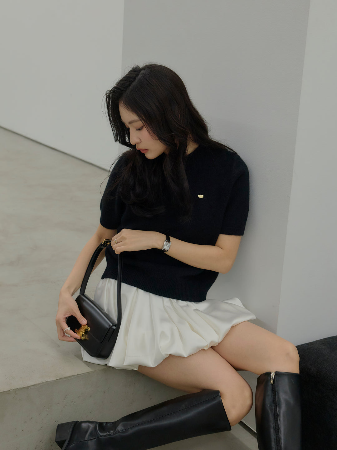 サテンバルーンミニスカート(インパン付き)