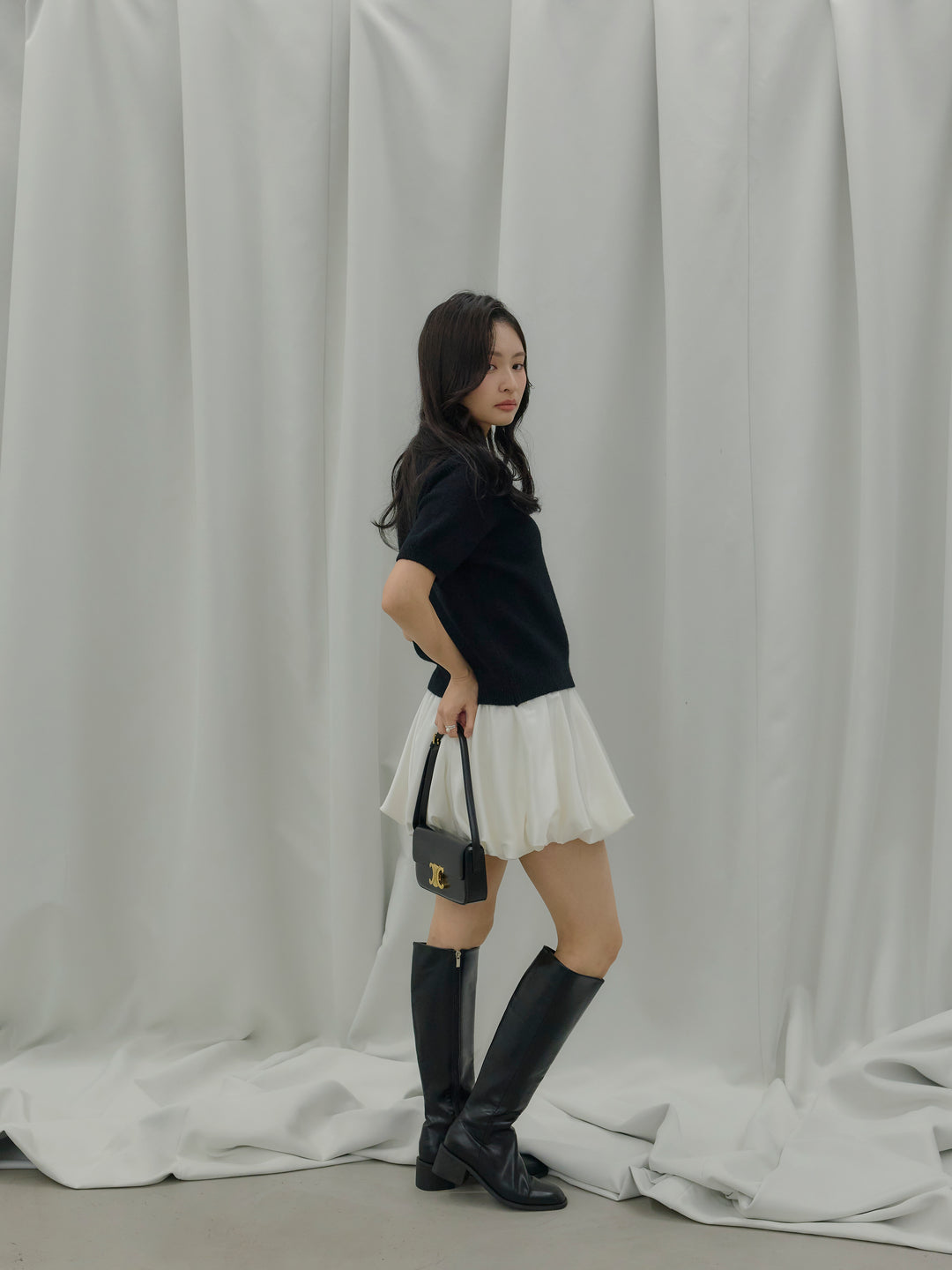 サテンバルーンミニスカート(インパン付き)