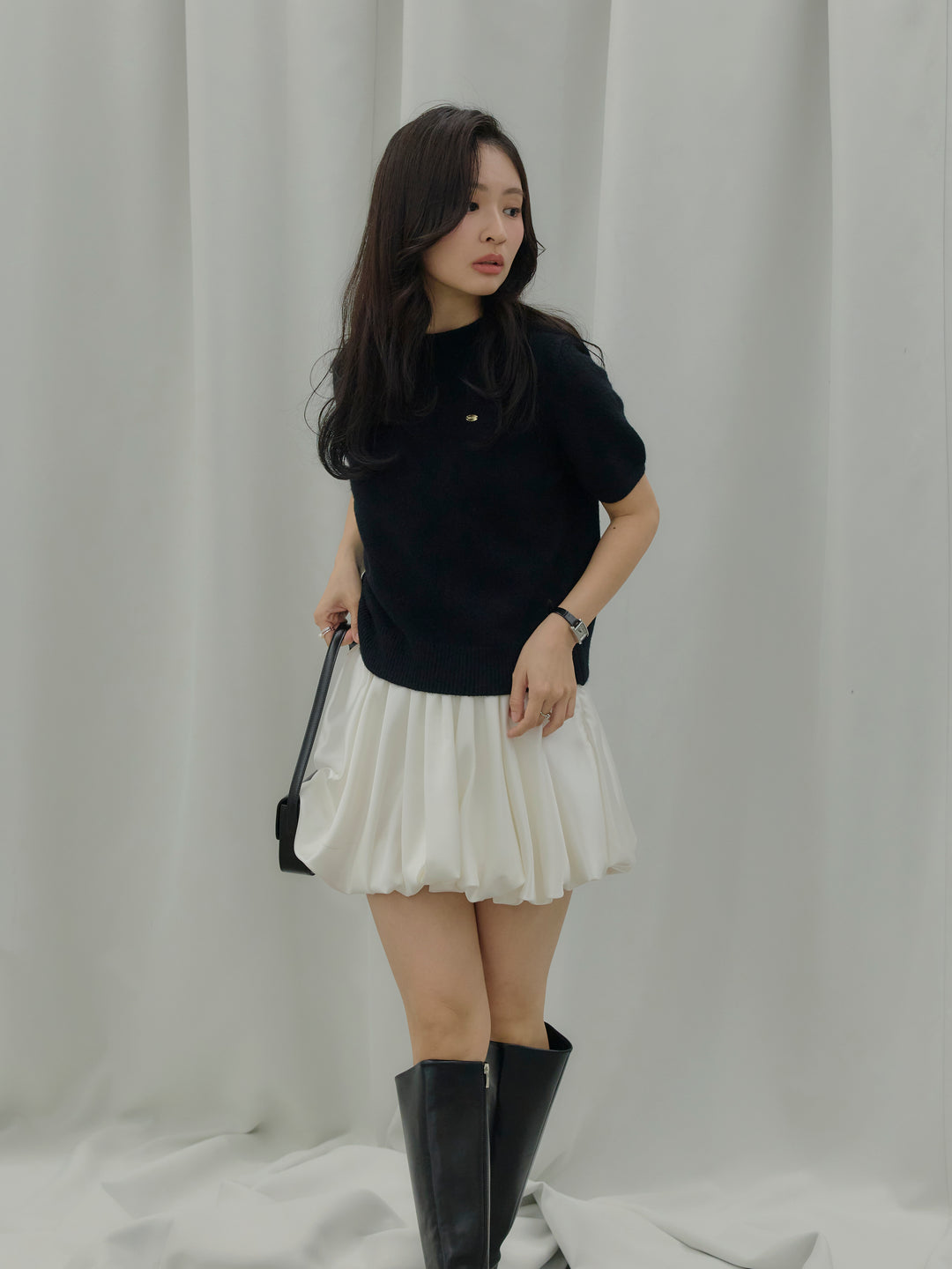 サテンバルーンミニスカート(インパン付き)