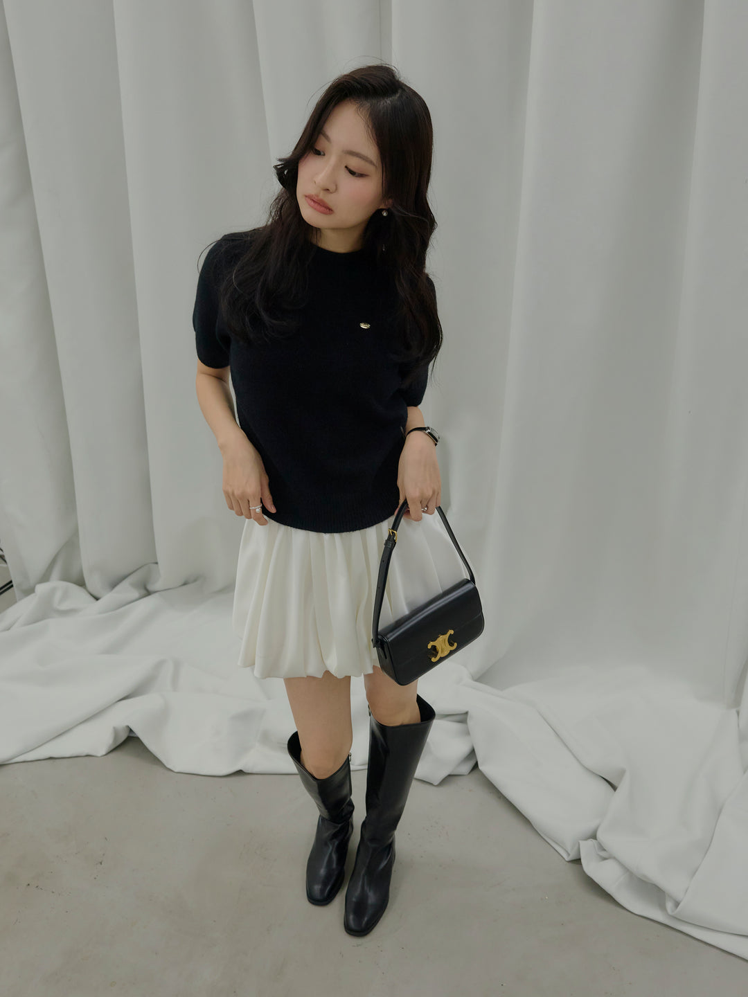 サテンバルーンミニスカート(インパン付き)